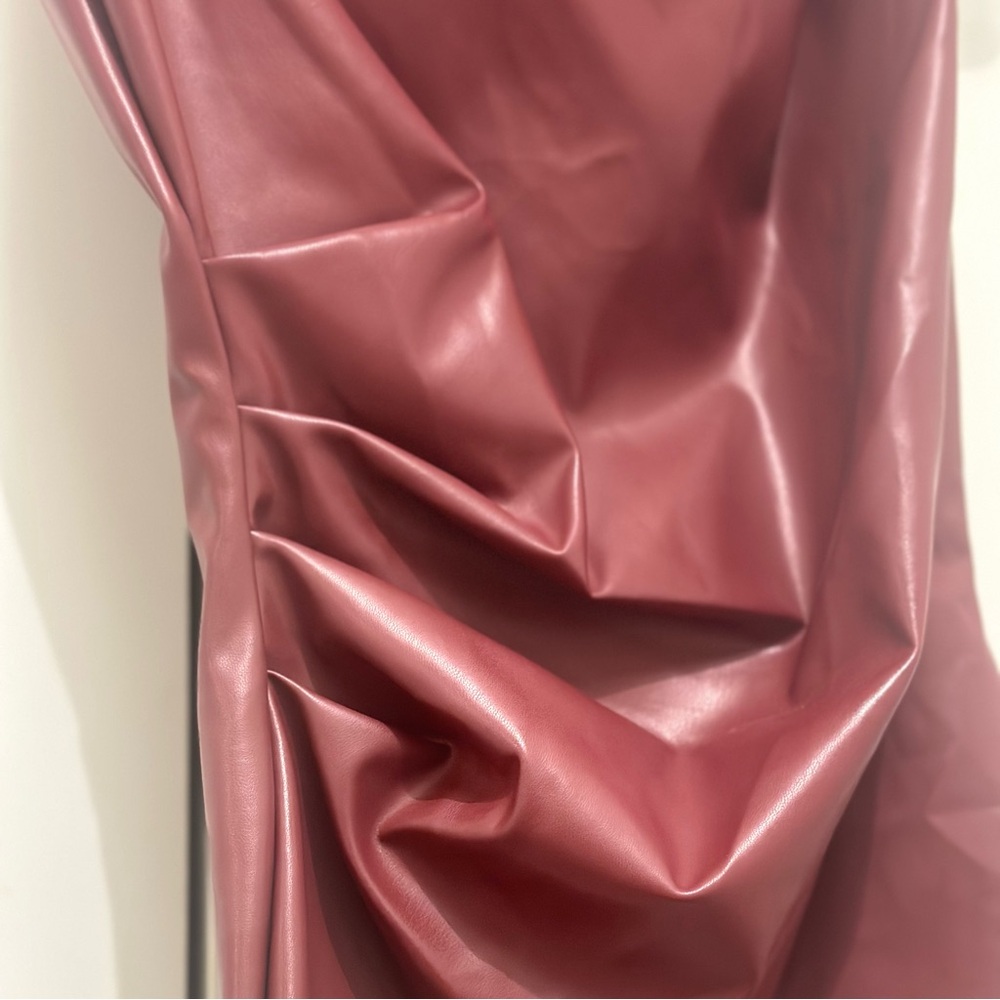 Red Rushed Asymmetrical Top - Picture 4 of 7